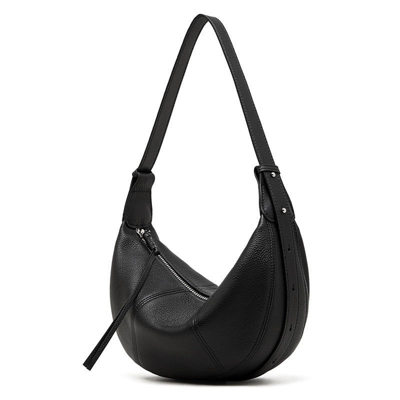 Women's Textured Cowhide Crescent Hobo Crossbody Bag