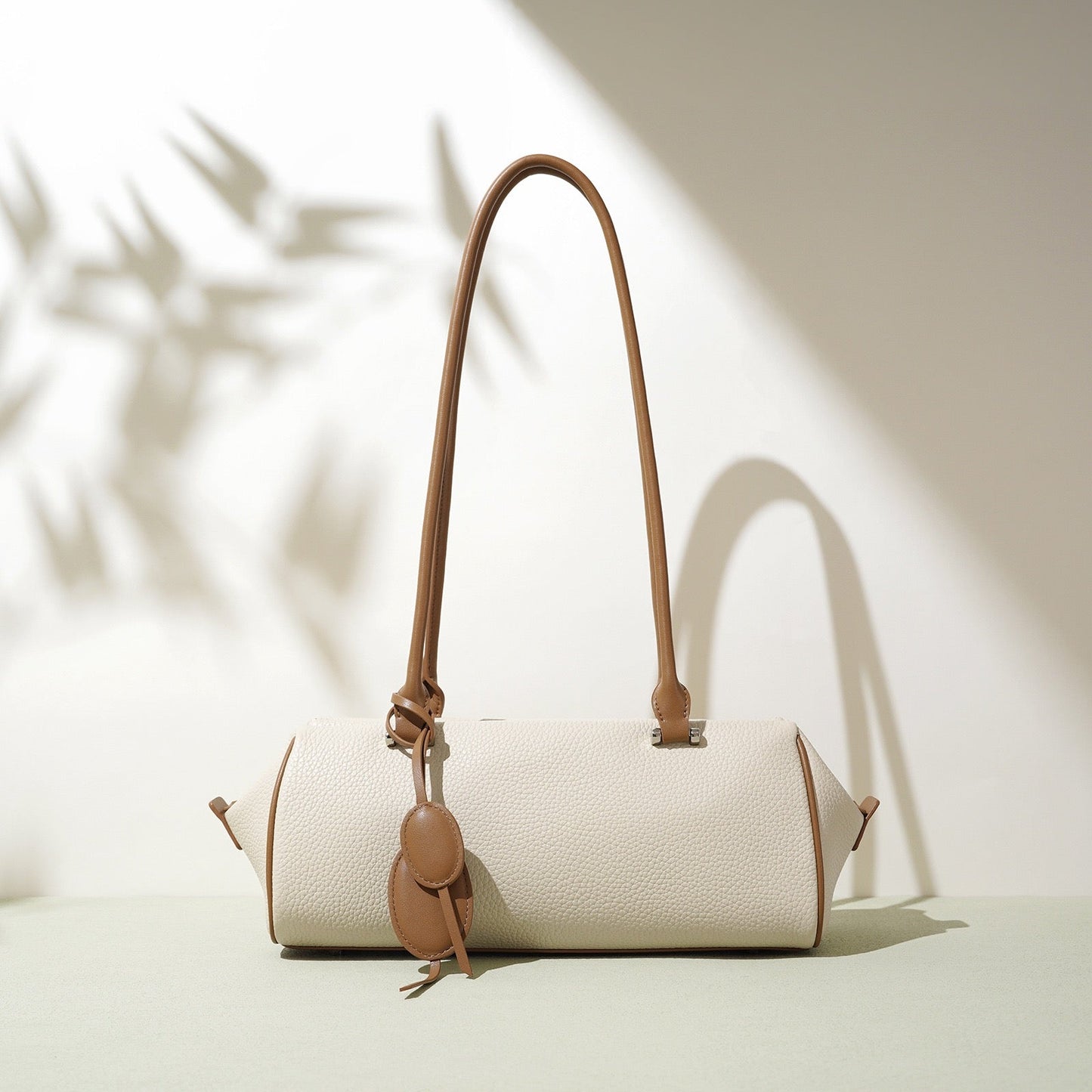 Women's Genuine Leather Pendant Baguette Shoulder Bag