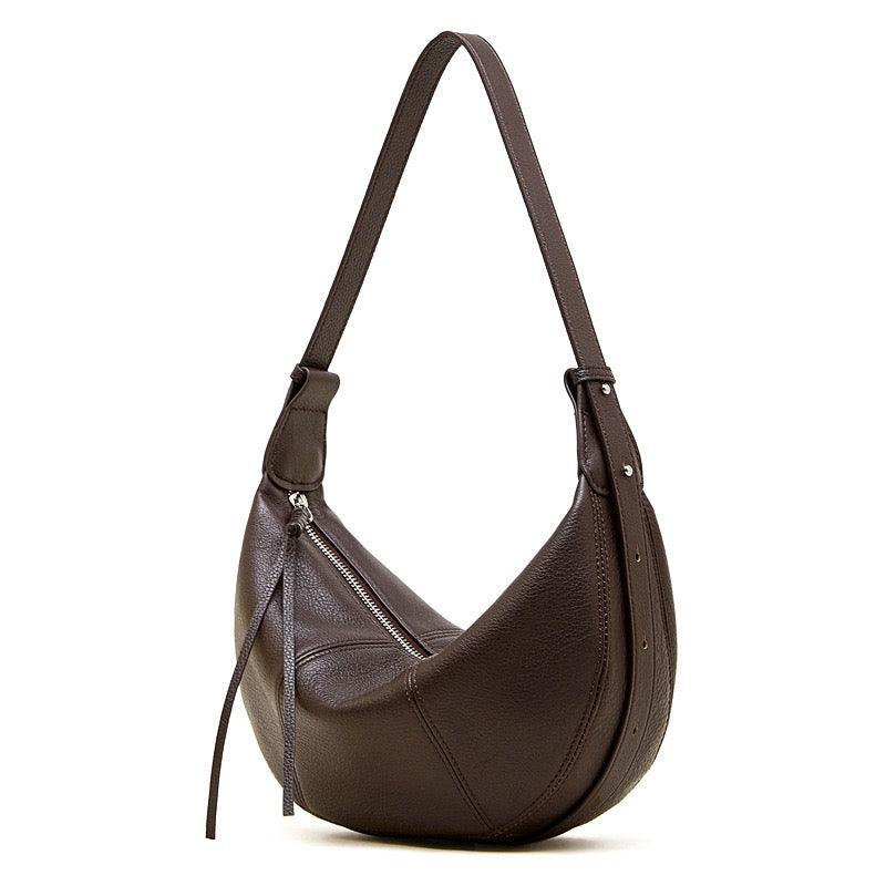 Women's Textured Cowhide Crescent Hobo Crossbody Bag