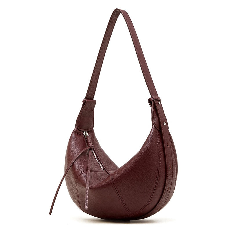 Women's Textured Cowhide Crescent Hobo Crossbody Bag
