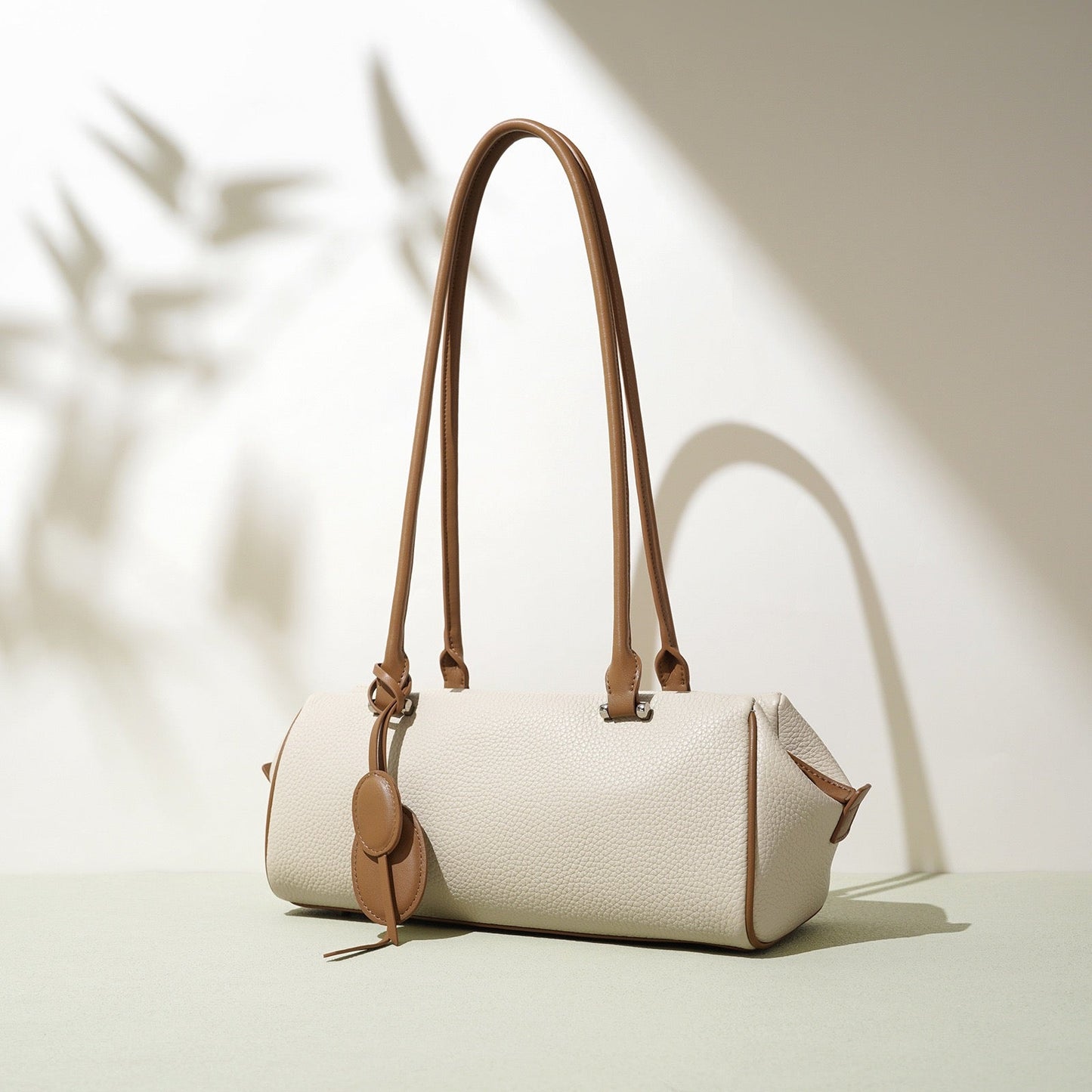 Women's Genuine Leather Pendant Baguette Shoulder Bag