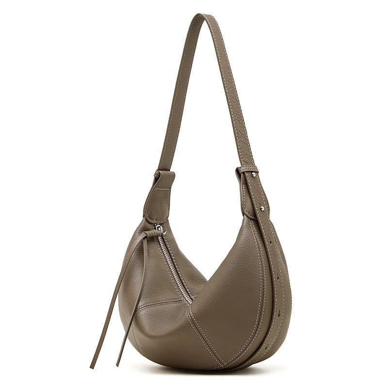 Women's Textured Cowhide Crescent Hobo Crossbody Bag