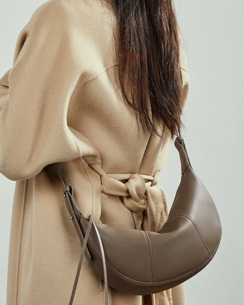 Women's Textured Cowhide Crescent Hobo Crossbody Bag