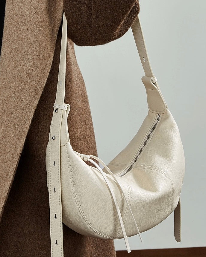 Women's Textured Cowhide Crescent Hobo Crossbody Bag