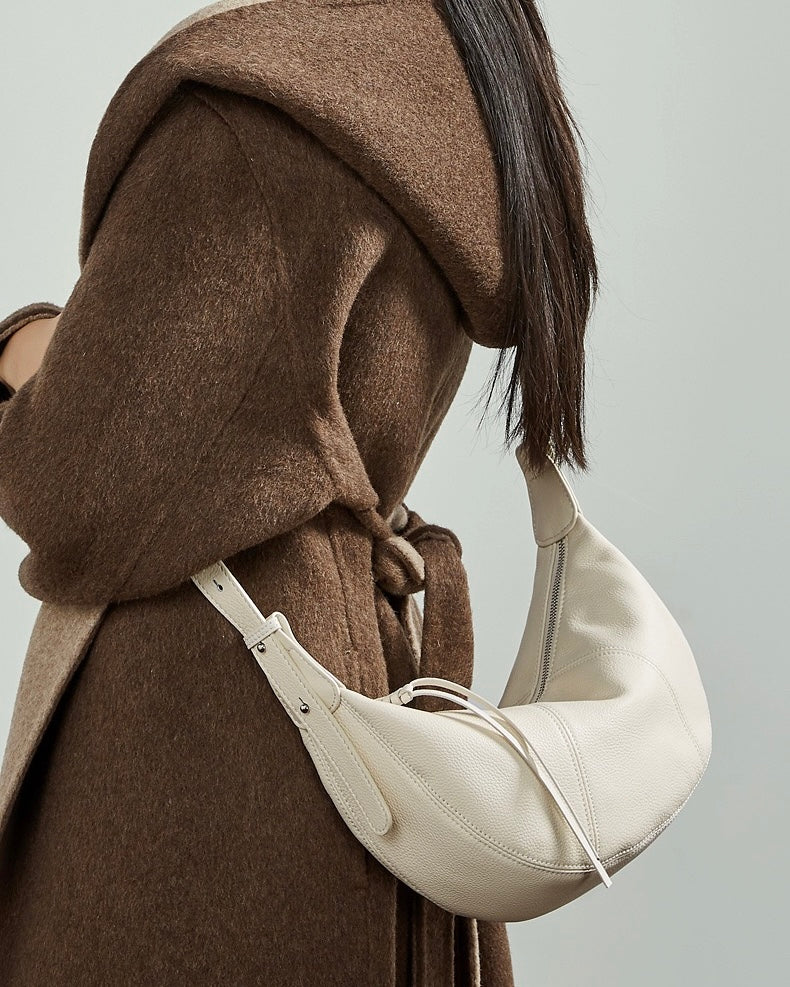 Women's Textured Cowhide Crescent Hobo Crossbody Bag