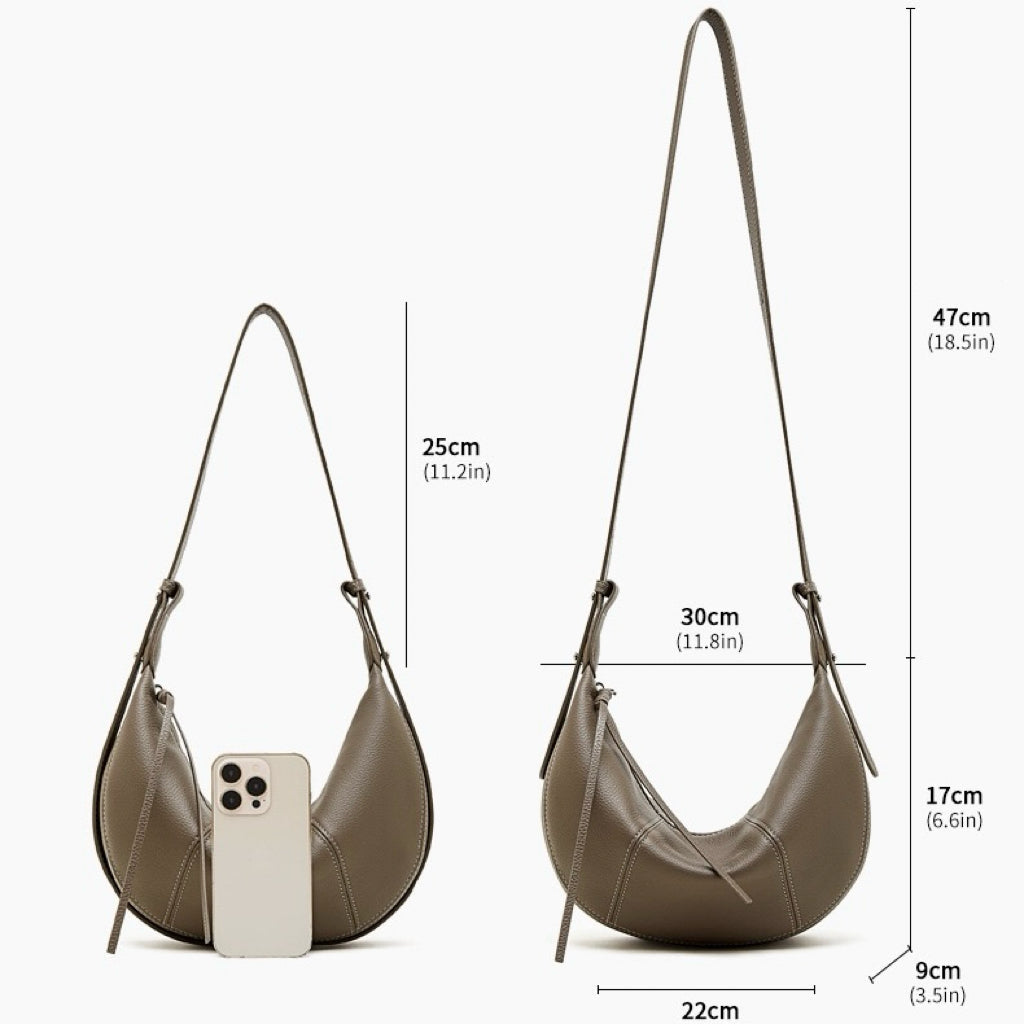 Women's Textured Cowhide Crescent Hobo Crossbody Bag