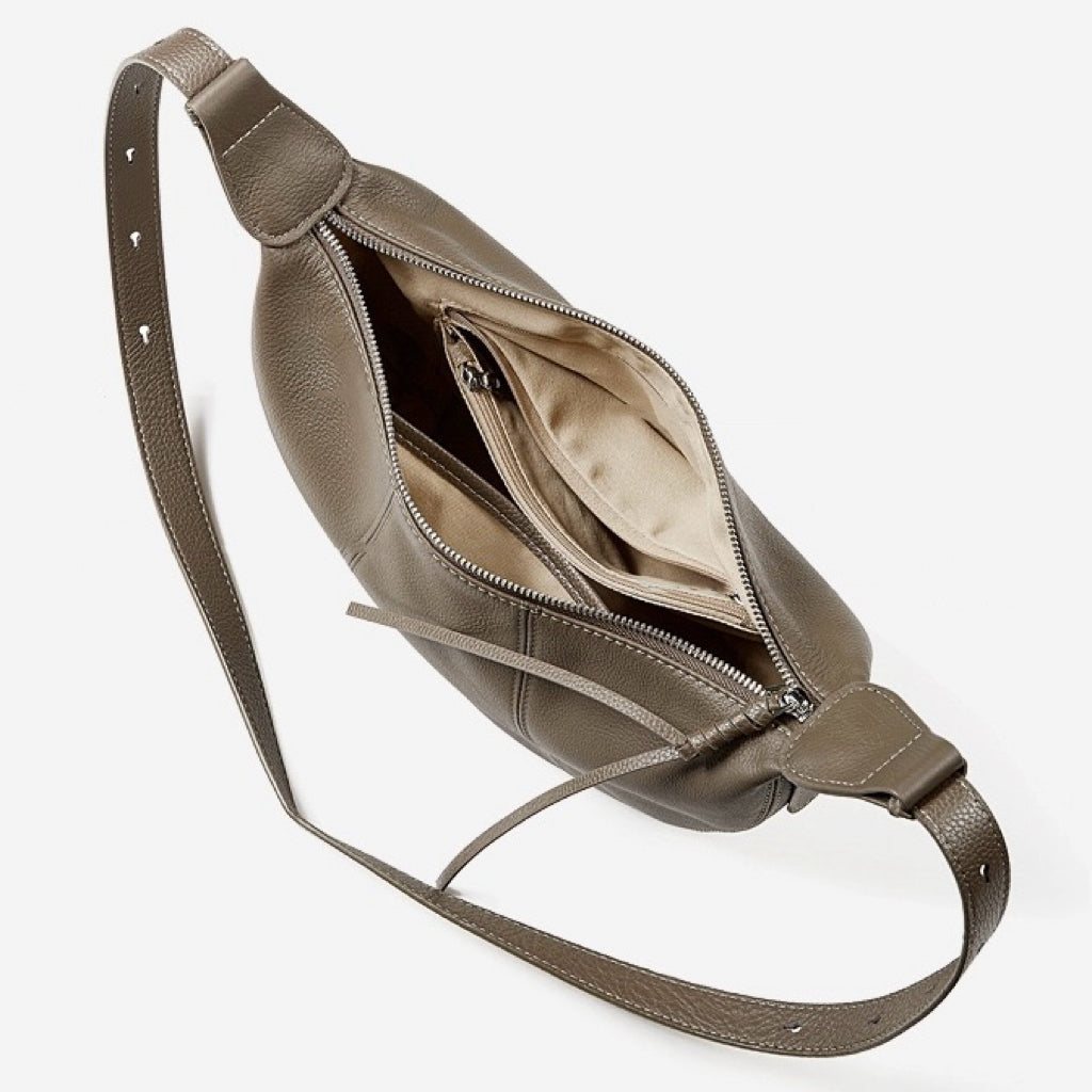 Women's Textured Cowhide Crescent Hobo Crossbody Bag