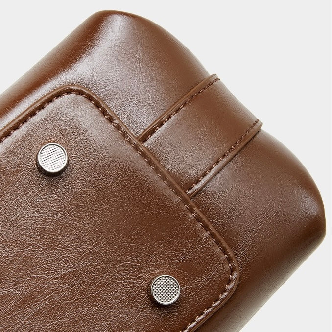 Women's Cowhide Hobo Bag with Knotted Strap Detail