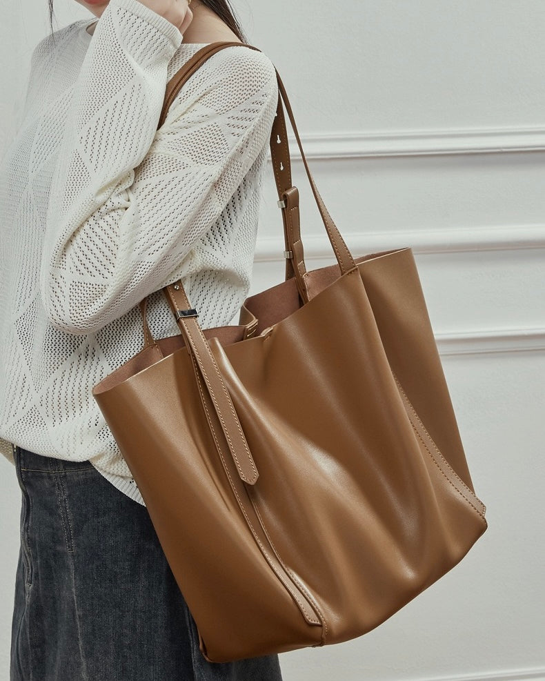 Women's Genuine Cowhide Large Everyday Carryall Tote