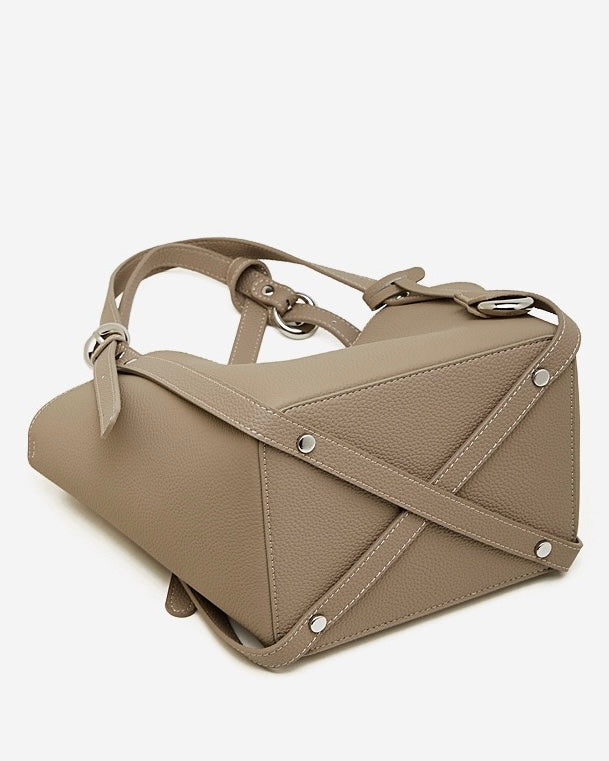 Women's Textured Cowhide Bucket Bag with Removable Pouch