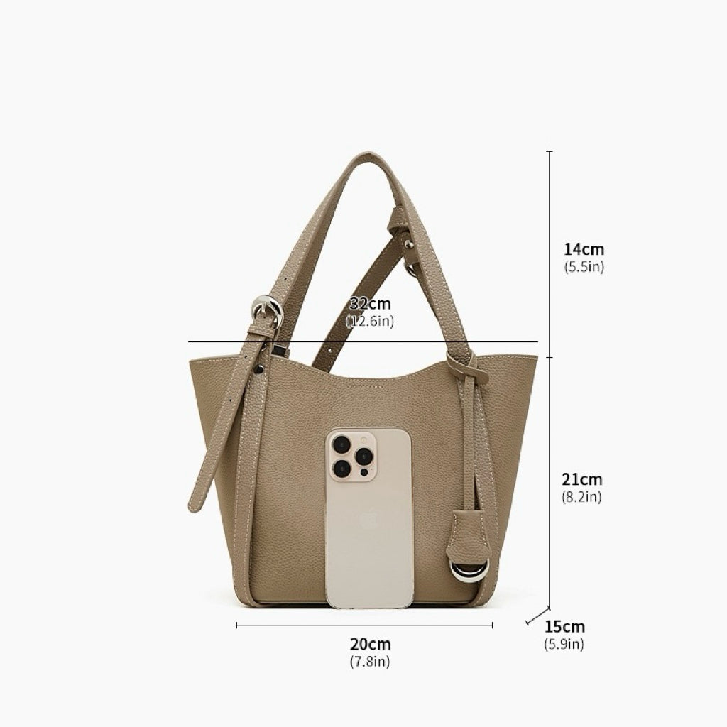 Women's Textured Cowhide Bucket Bag with Removable Pouch