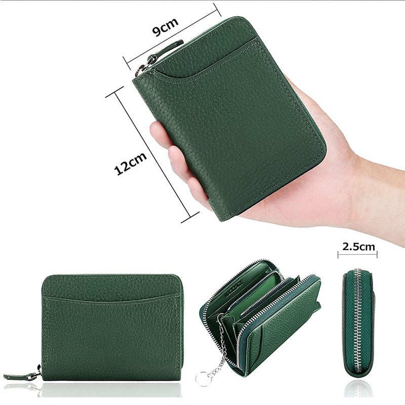 Women's Genuine Leather Multi-Card Wallet with Coin Pocket