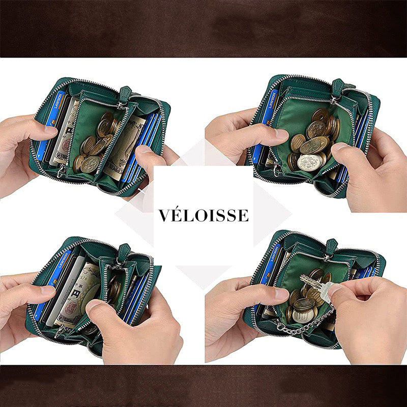 Women's Genuine Leather Multi-Card Wallet with Coin Pocket