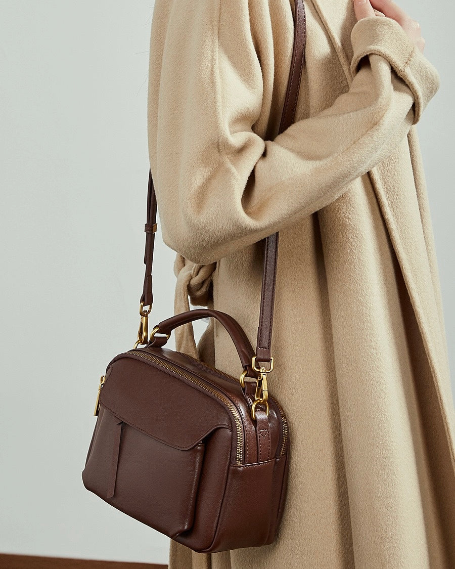 Women's Full-Grain Cowhide Soft Structured Crossbody Satchel