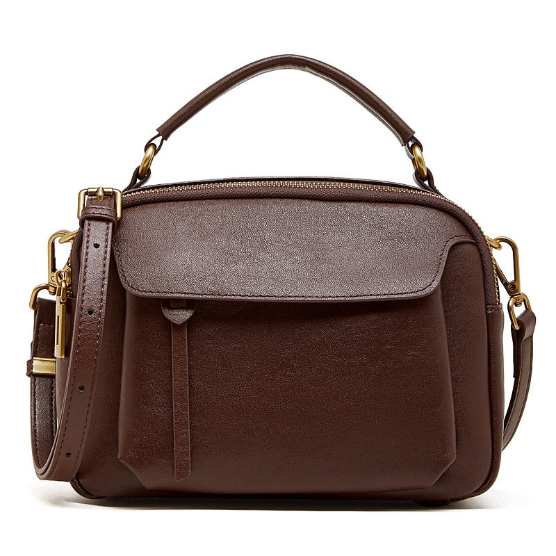 Women's Full-Grain Cowhide Soft Structured Crossbody Satchel