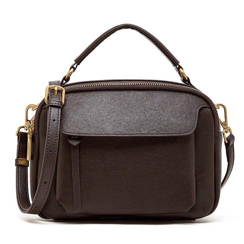 Women's Full-Grain Cowhide Soft Structured Crossbody Satchel