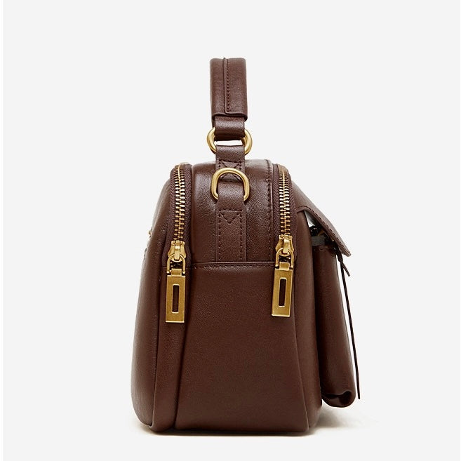 Women's Full-Grain Cowhide Soft Structured Crossbody Satchel