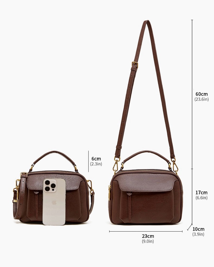 Women's Full-Grain Cowhide Soft Structured Crossbody Satchel