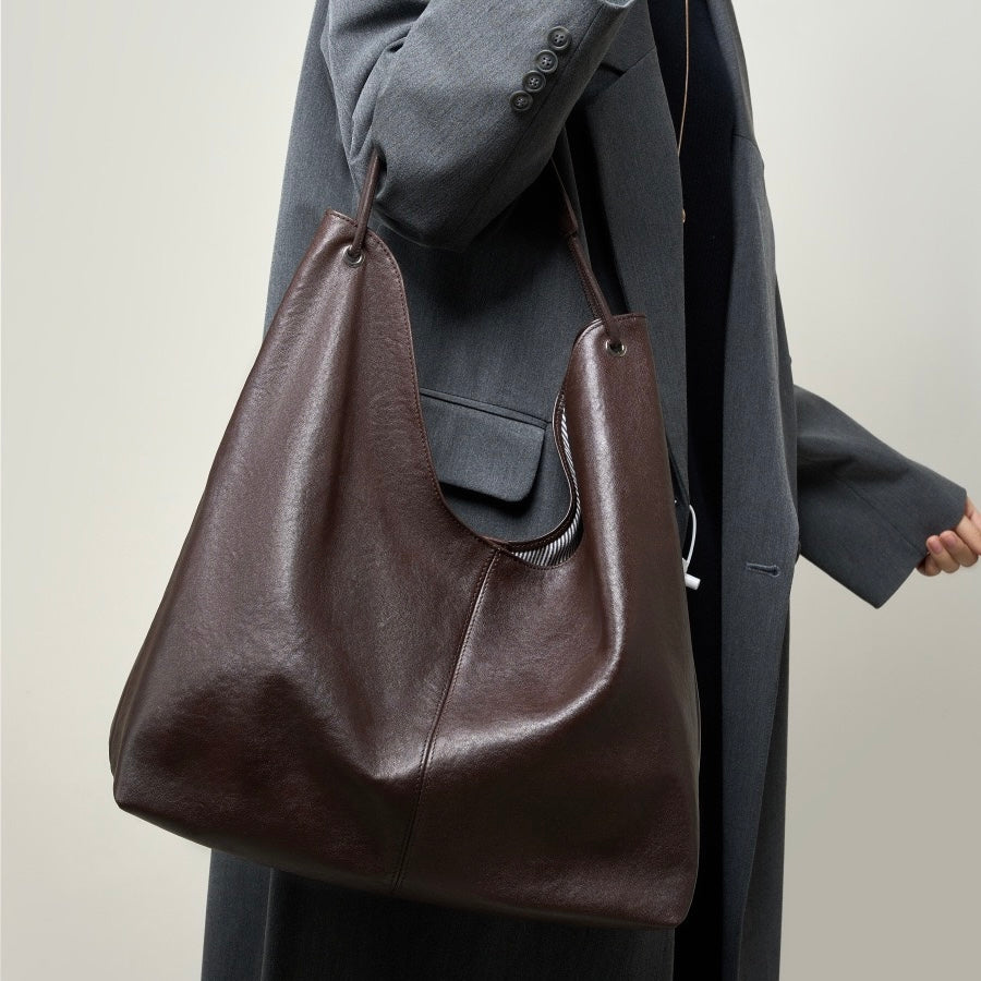 Women's Genuine Leather Large Hobo Tote Bag with Magnetic Closure