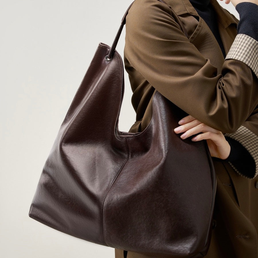 Women's Genuine Leather Large Hobo Tote Bag with Magnetic Closure