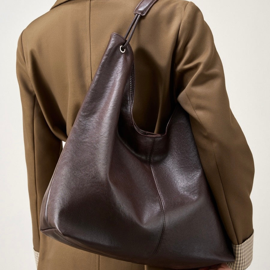 Women's Genuine Leather Large Hobo Tote Bag with Magnetic Closure