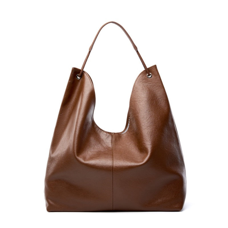 Women's Genuine Leather Large Hobo Tote Bag with Magnetic Closure