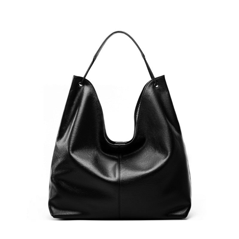 Women's Genuine Leather Large Hobo Tote Bag with Magnetic Closure