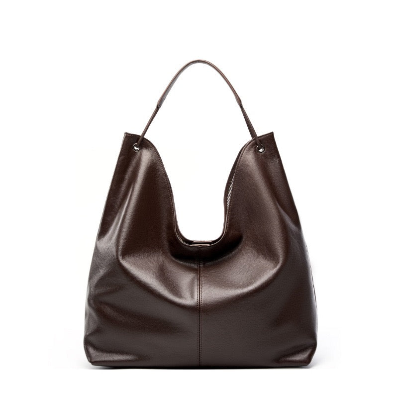 Women's Genuine Leather Large Hobo Tote Bag with Magnetic Closure