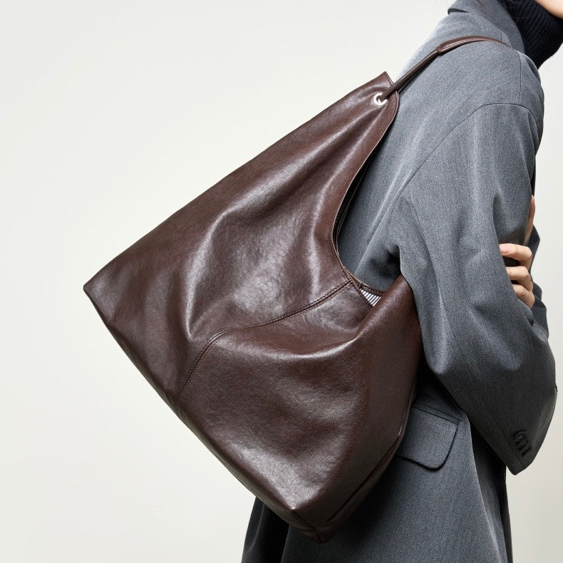 Women's Genuine Leather Large Hobo Tote Bag with Magnetic Closure