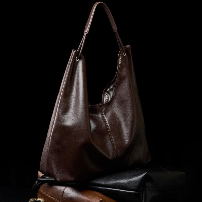Women's Genuine Leather Large Hobo Tote Bag with Magnetic Closure