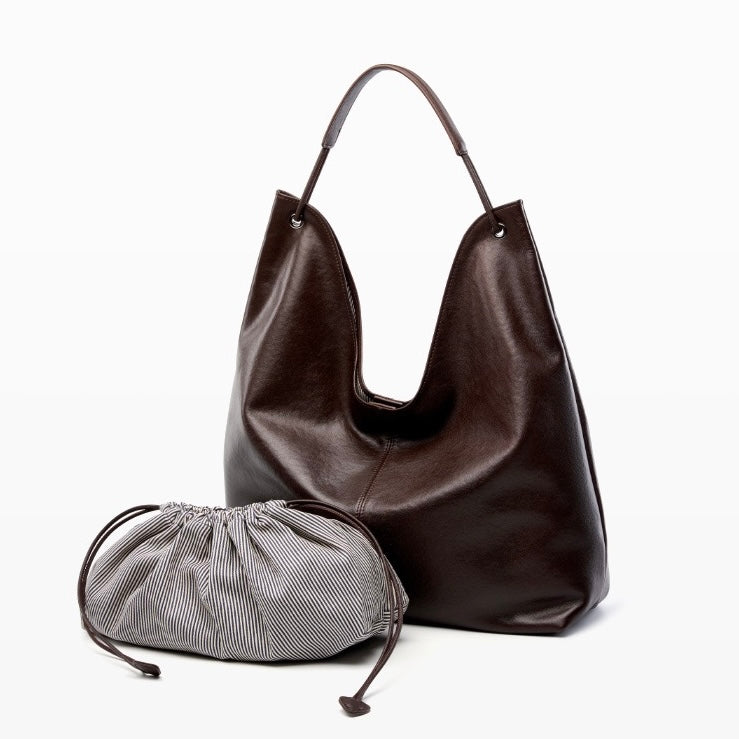 Women's Genuine Leather Large Hobo Tote Bag with Magnetic Closure