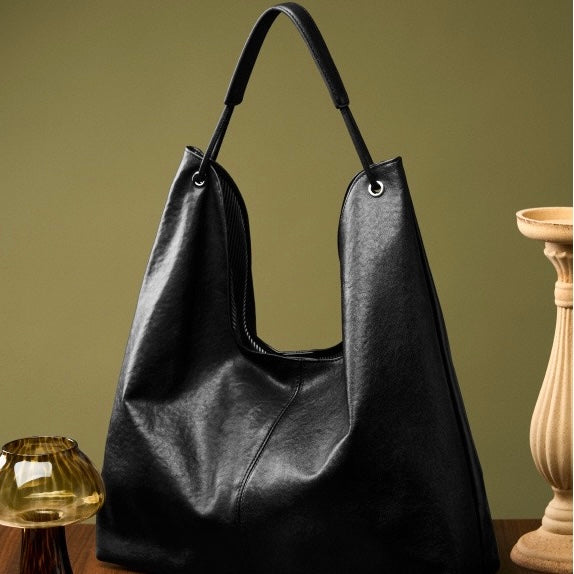 Women's Genuine Leather Large Hobo Tote Bag with Magnetic Closure