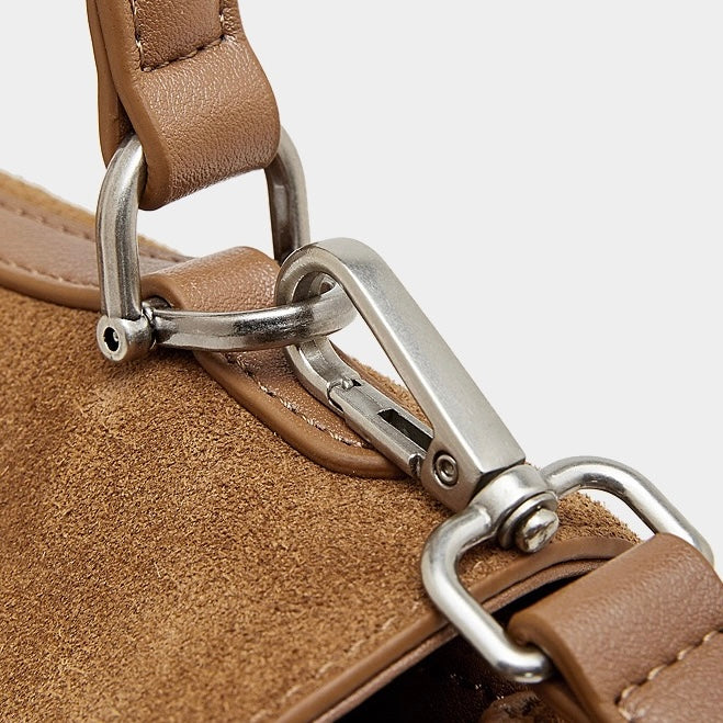 Women's Soft Suede Cowhide Lock Top-Handle Bag