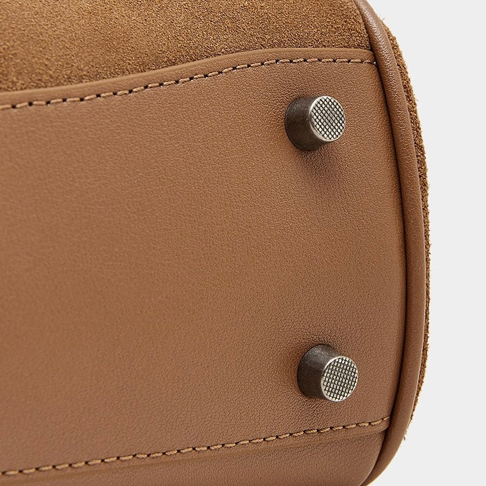 Women's Soft Suede Cowhide Lock Top-Handle Bag