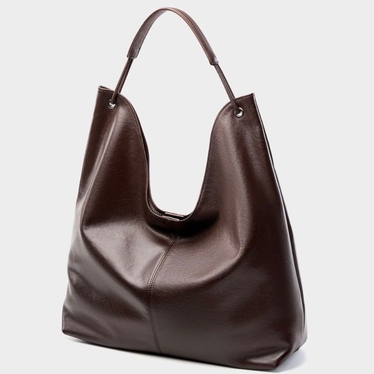 Women's Genuine Leather Large Hobo Tote Bag with Magnetic Closure