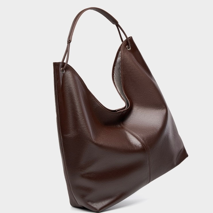 Women's Genuine Leather Large Hobo Tote Bag with Magnetic Closure