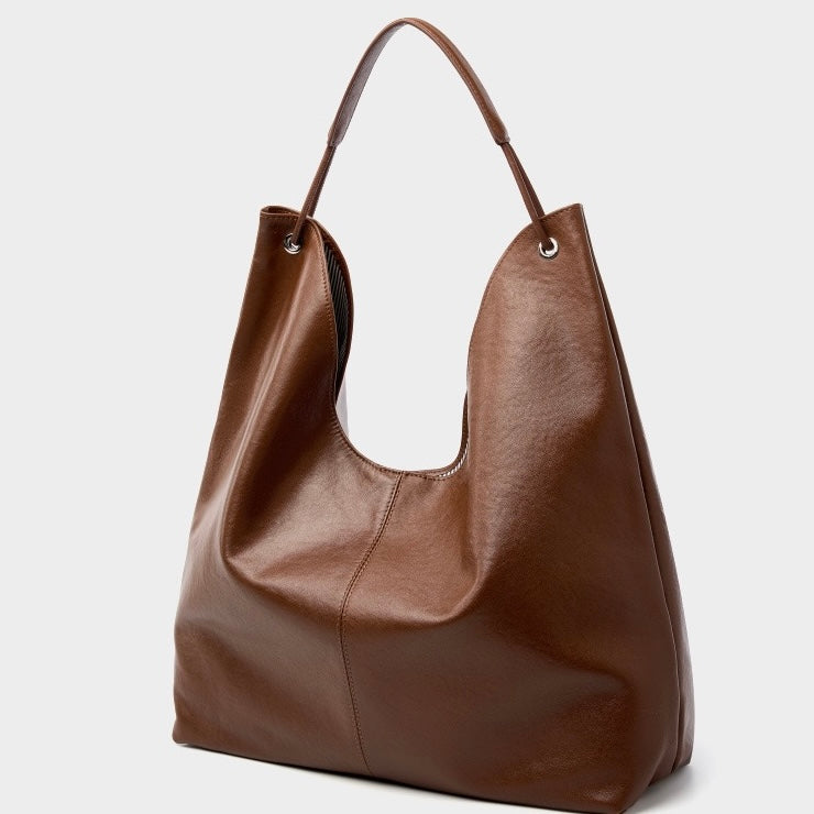 Women's Genuine Leather Large Hobo Tote Bag with Magnetic Closure