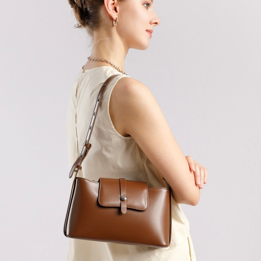 Women's Genuine Leather Structured Underarm Shoulder Bag