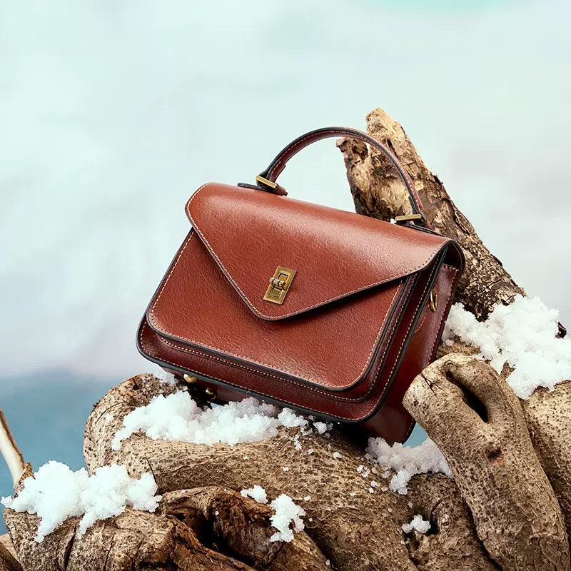 Women's Genuine Leather Postman Crossbody Shoulder Tote Bag with Adjustable Strap