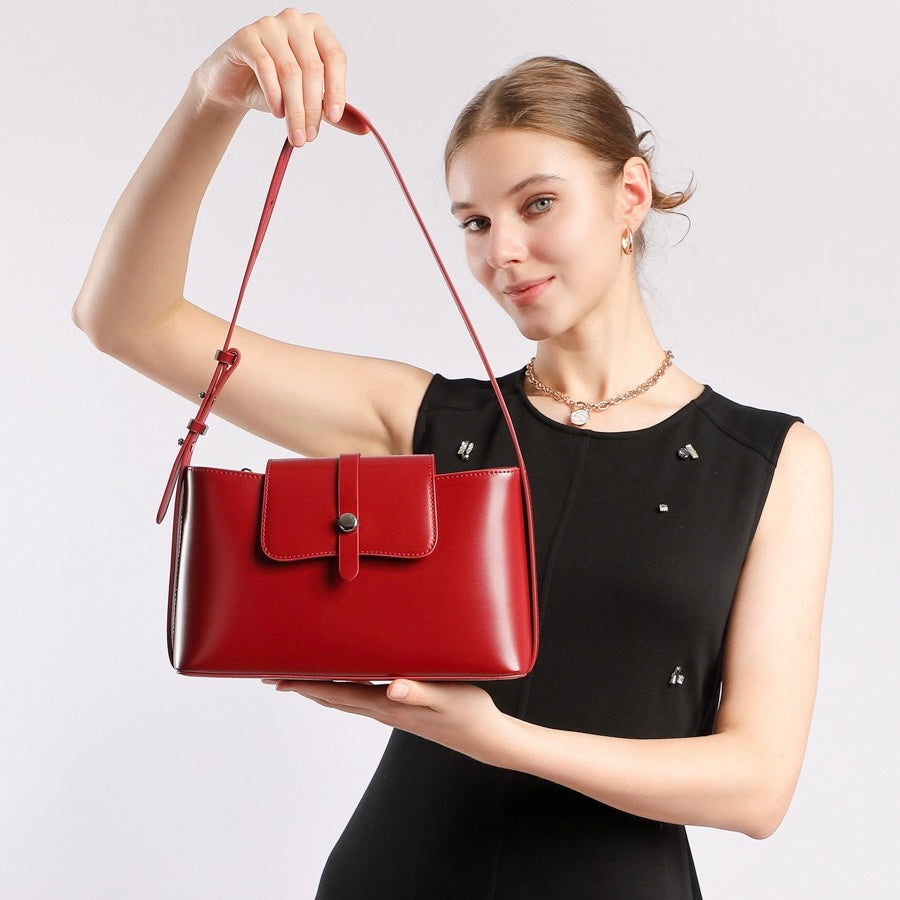 Women's Genuine Leather Structured Underarm Shoulder Bag