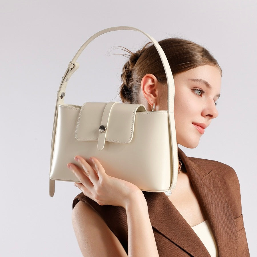 Women's Genuine Leather Structured Underarm Shoulder Bag