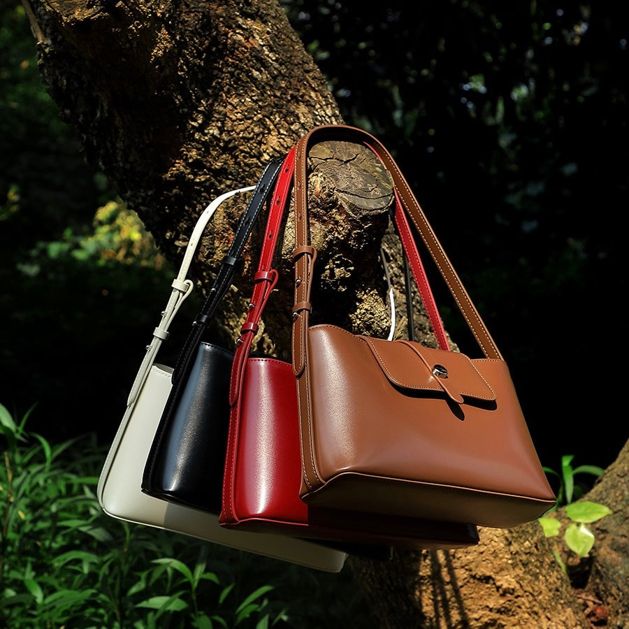Women's Genuine Leather Structured Underarm Shoulder Bag