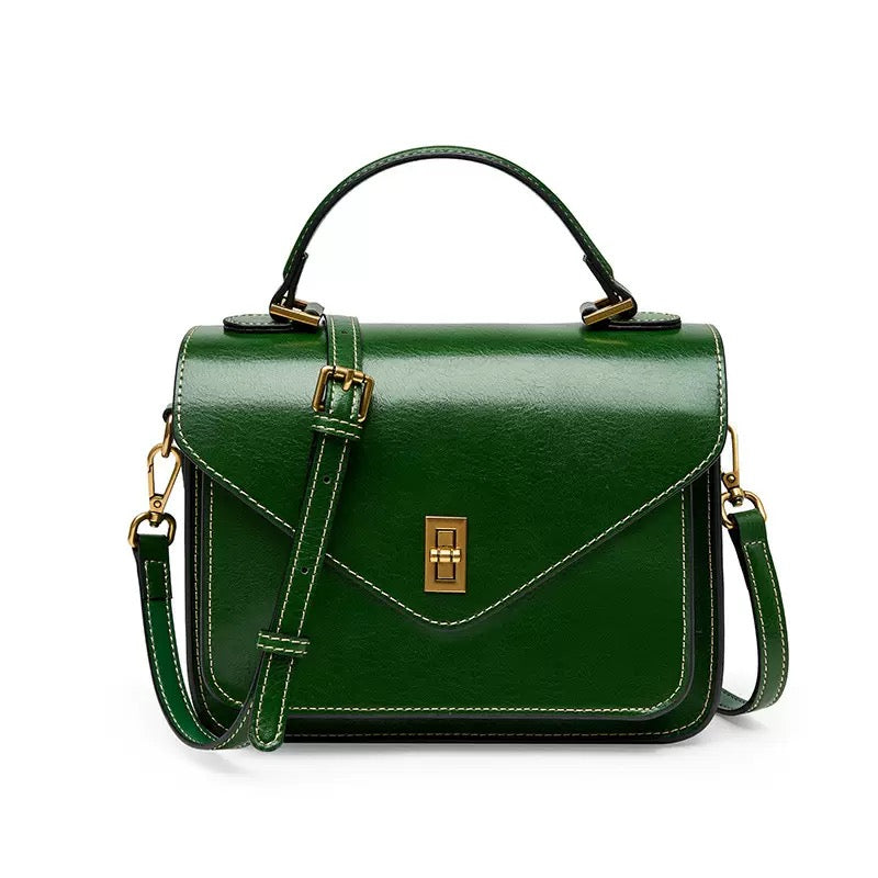 Women's Genuine Leather Postman Crossbody Shoulder Tote Bag with Adjustable Strap