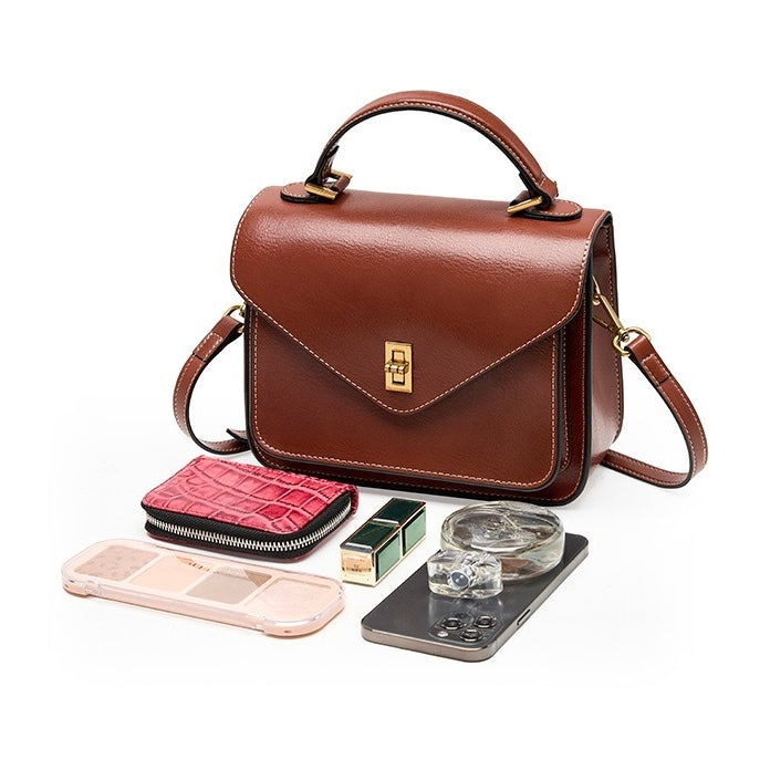 Women's Genuine Leather Postman Crossbody Shoulder Tote Bag with Adjustable Strap