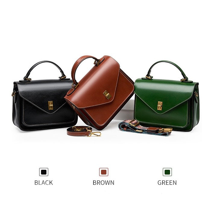Women's Genuine Leather Postman Crossbody Shoulder Tote Bag with Adjustable Strap