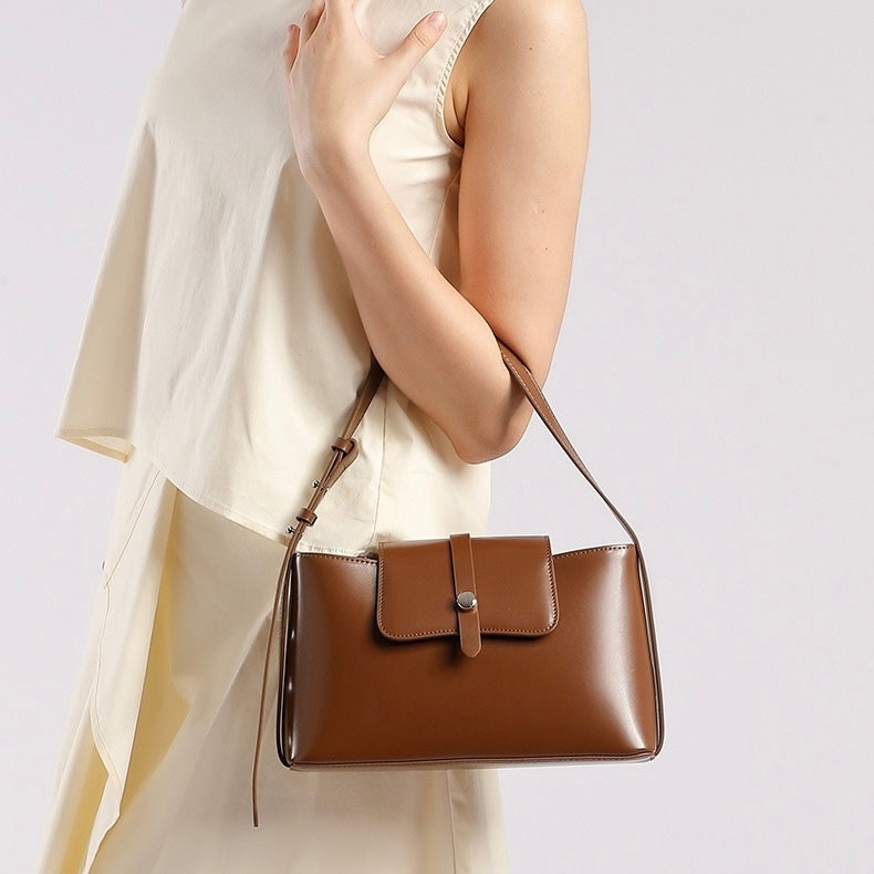 Women's Genuine Leather Structured Underarm Shoulder Bag