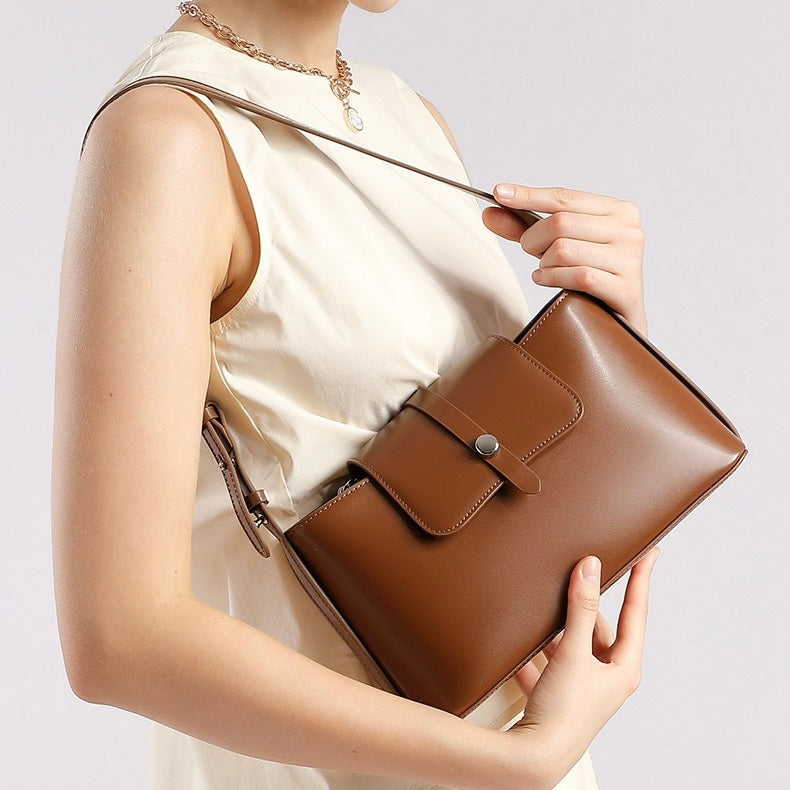 Women's Genuine Leather Structured Underarm Shoulder Bag