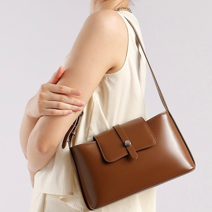 Women's Genuine Leather Structured Underarm Shoulder Bag