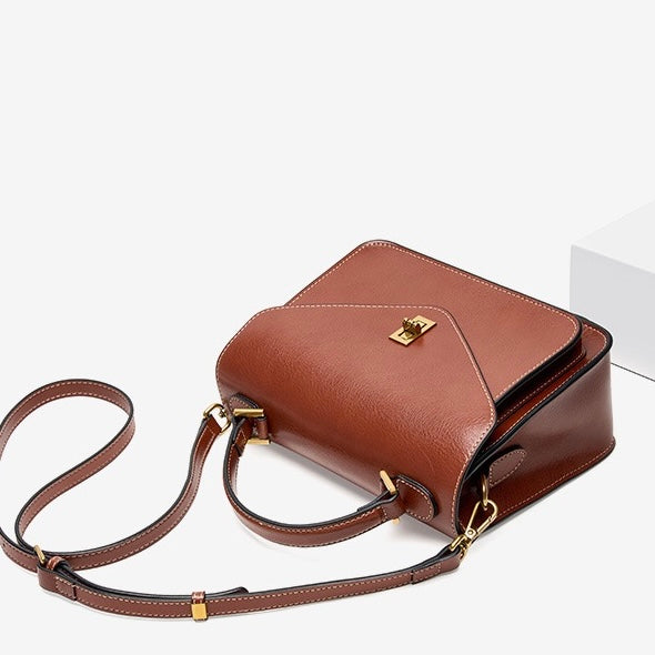 Women's Genuine Leather Postman Crossbody Shoulder Tote Bag with Adjustable Strap