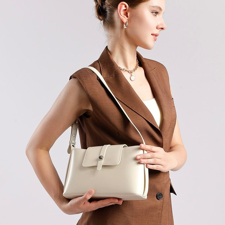 Women's Genuine Leather Structured Underarm Shoulder Bag